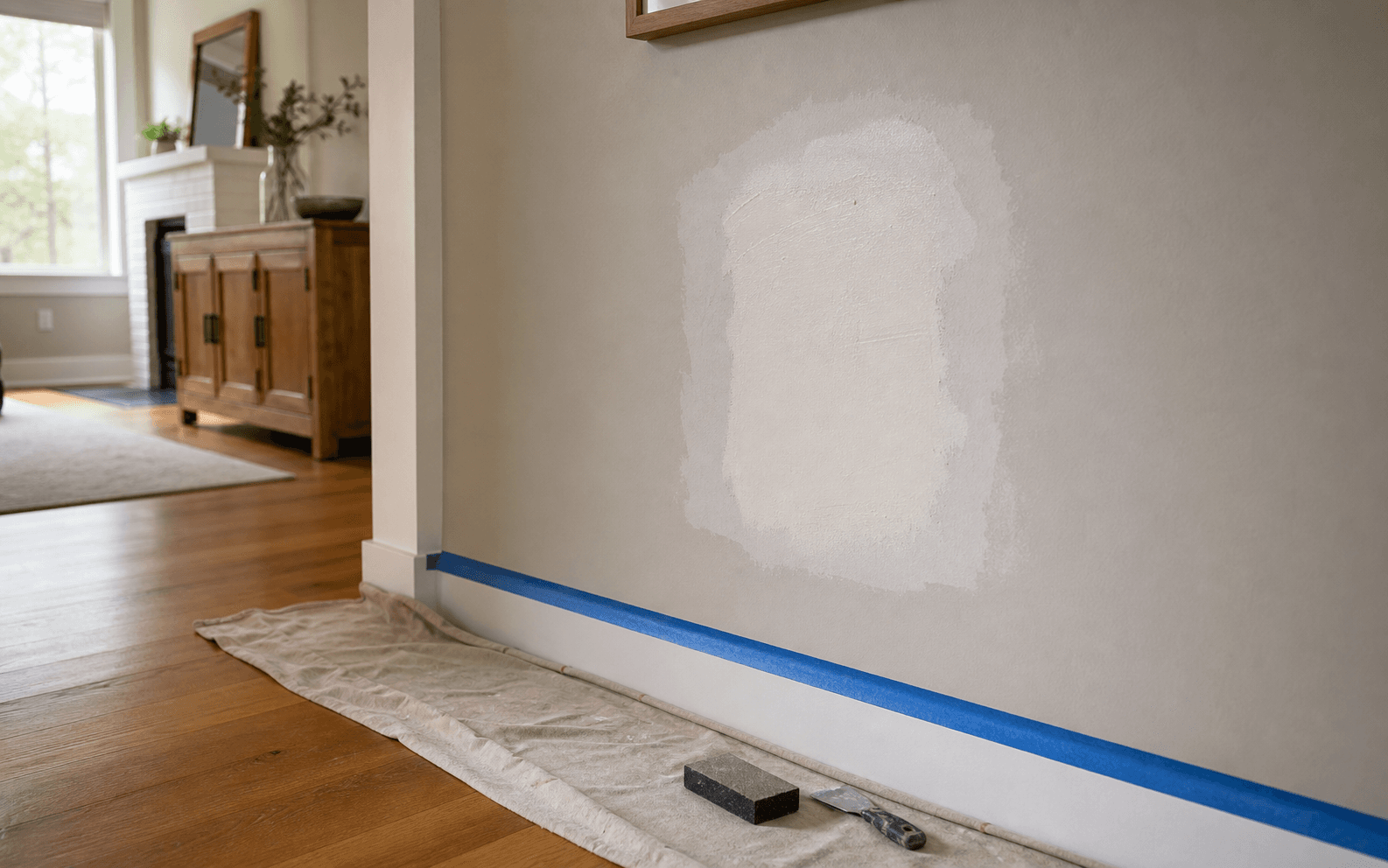 Small wall repair prepared for a clean finish